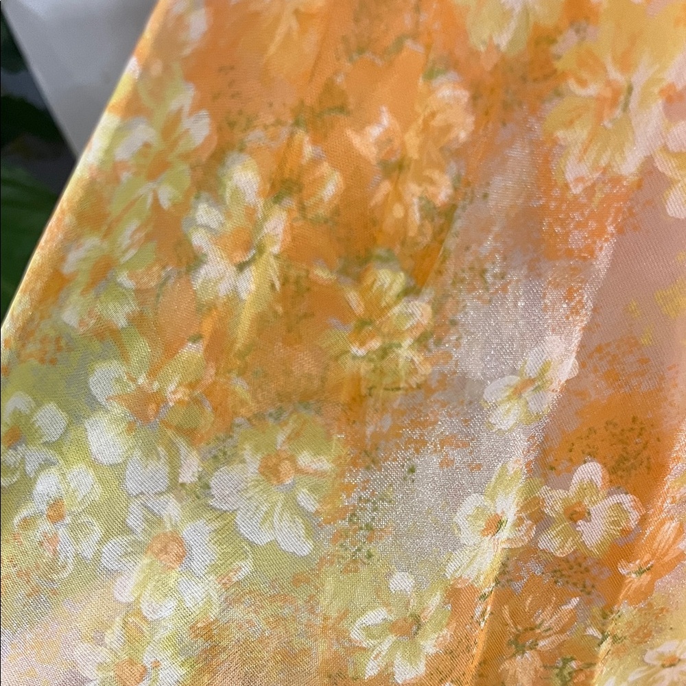 Vintage 70’s Floral Yellow Chiffon Maxi Dress - Picture 6 of 13
